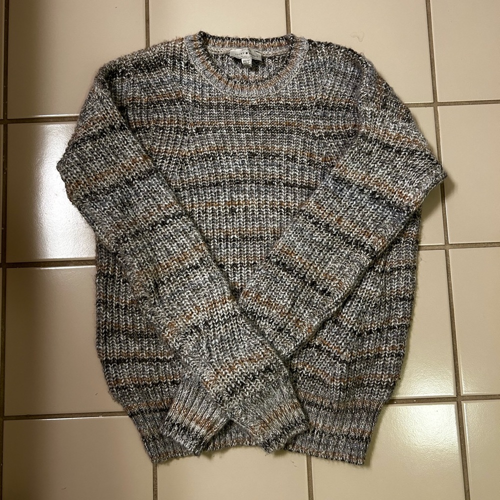 Lucky Brand Gray and Brown Knit Sweater